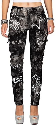 Cipo & Baxx Damen Jeans WD397-bans Schwarz W26/L32