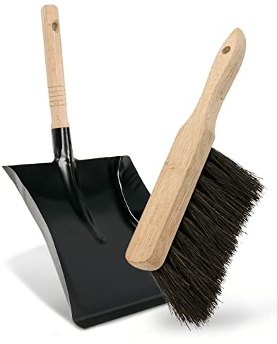 Agrarflora Premium Arenga Kehr-Set - Kehrblech aus Metall und Handbesen mit Arenga-Borsten - nassfeste Kehr-Garnitur - Industriehandfeger ölbeständig