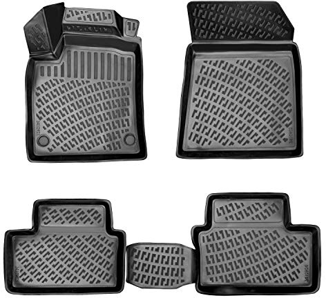 Rizline Passgenau 3D Fussmatten Auto Kompatibel mit Renault Megane 2 2004-2010 Auto Zubehör 1. Und 2. Reihe Gummimatten Autos TPE Allwetter Geruchlos rutschfest Vorne und Hinten Schwarz