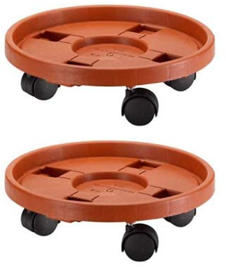 Garden Mile 2 x Plant Pot Caddy Stand Garden Indoor Outdoor 29cm Pot Caddies Patio Home Plant Stand Rollers Saucer Tray Pallet