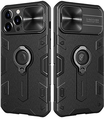 Nillkin Coque iPhone 13 Pro Max avec Cache Camera et Béquille, TPU + PC Étui de Protection de qualité Militaire pour iphone 13 Pro Max 6.7 (Noir)