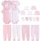 Baby Outfits Vests + Pants + Caps Mittens for Newborn Girls 6-9Months Pink Cotton