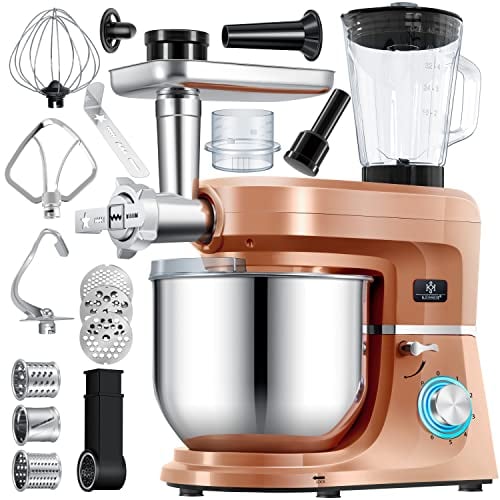 KESSER® 3 in 1 Universal Küchenmaschine K-KM 3000 mit Fleischwolf Knetmaschine Multifunktionale Rührmaschine 5,5L Schüssel mit 3 Rührwerkzeuge, 1,5L Entsafter, Zubehör-Set, Pasta & Gebäckformen