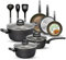 NutriChefKitchen 12-Piece Nonstick Kitchen Cookware Set - Professional Hard Anodized, Includes Saucepan, Frying Pans, Cooking Pots, Dutch Oven Pot, Lids, Utensil - NCCW12S, Black, One Size