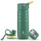 IDEUS Botella de agua aislada al vacío, termo de doble pared de acero inoxidable con tapón de rosca a prueba de fugas (verde jardín, 540 ml)