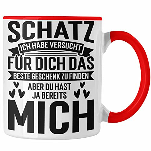 Trendation - Schatz Ich Habe Versucht Für Dich Das Perfekte Geschenk Zu Finden Tasse Geschenk zum Valentinstag Freundin Freund (Rot)