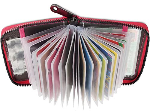 Kartenetui Damen Herren Kreditkartenetui Leder-20 Karten (Rosarot)