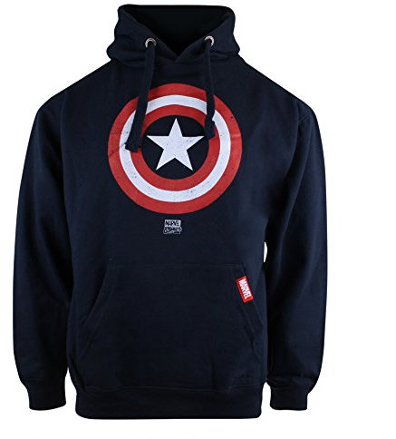 Cotton Soul Marvel Captain America Shield Logo Unisex Hoodie, Navy, Medium