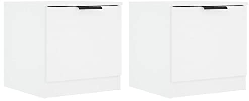 vidaXL 2X Nachttisch Nachtschrank Nachtkonsole Nachtkommode Beistelltisch Telefontisch Schrank Kommode für Schlafzimmer Weiß 40x39x40 cm