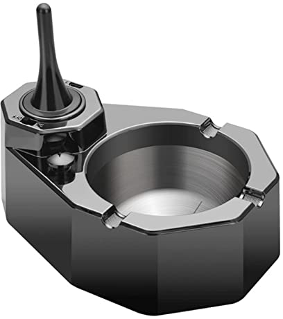 HH-CC Retro-Aschenbecher aus Metall mit Feuerzeug, Edelstahl-Öl-Elektro-Hybrid-10.000-facher Streichholz-Aschenbecher, Multifunktions-Aschenbecher, wiederaufladbare, permanente Streichholzzündung,B
