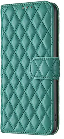 Funda para Realme C21 Funda para móvil con Textura de Rombos y Ranura para tarjetasa, Realme C21 Funda-Verde