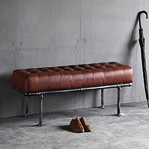 CJGKDJS Moderne Multifunktions-Schlafzimmerbank, Esszimmerbank, Bequeme Schuhbank Aus Leder, Gepolsterte Osmanische Sitzbank, Braun, 110 X 40 X 43 cm (43 X 16 X 17 Zoll)