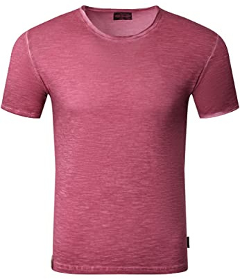 Reslad T-Shirt Herren Rundhals verwaschene Baumwolle Vintage Optik Sommer Shirt Männer RS-5040