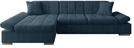 Mirjan24 Ecksofa Malwi Cord mit Regulierbare Armlehnen, L-Form Sofa mit Schlaffunktion und Bettkasten, Design Eckcouch, Wohnlandschaft, Couch (Poso 05, Seite: Links)