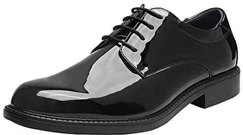 Bruno Marc Scarpe Eleganti Uomo Casual Stringate Scarpe da Abito,Size 42,Nero Brillante,DOWNING-02-E