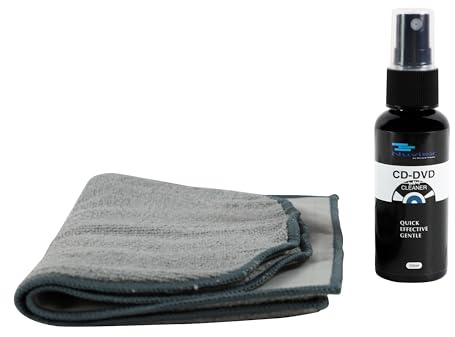 Premium CD Cleaner Cloth Kit - Compact Disc CD-DVD Cleaning Fluid and Microfiber Towel Anti-Static Glove Set