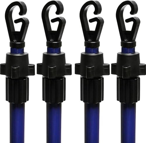 2.4M Telescopic Washing Line Prop Pole Metal Clotheslines Heavy Duty Home Garden Laundry Support Drying Line Poles Dry Clothes Drying Airer Washing Pole Extenedable to 2.4M Blue Pack of 4