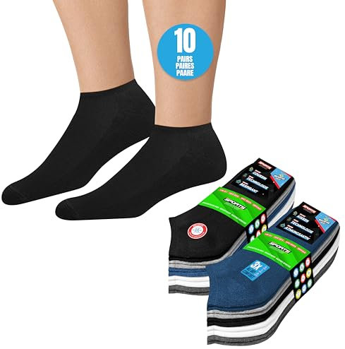 SOXCO Chaussettes Basses Homme 39-42 Socquettes Courtes Femme - Lot de 10 Paires (EU 39 42, Multicolore)