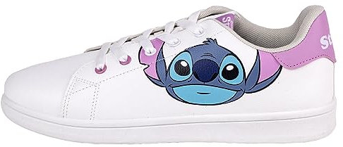 Stitch Sneakers - Weiß, Rosa, Blau und Blau - Größe 38 - Turnschuhe mit Schnürsenkel - Sportschuhe aus Polyester mit PVC-Sohle - Original Produkt in Spanien Designed