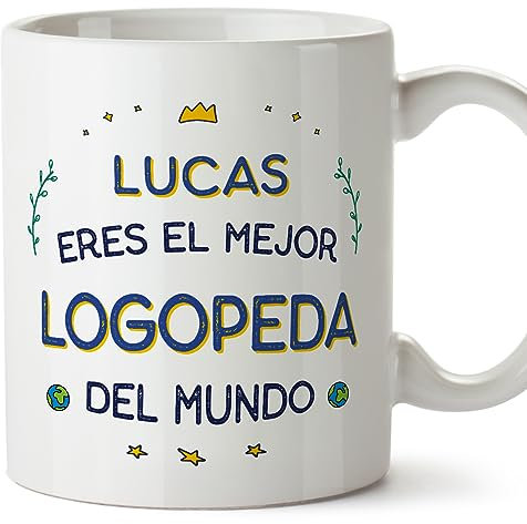 MUGFFINS Tazas Personalizadas para LOGOPEDA hombre - En Español - Mejor del Mundo - 11 oz / 330 ml - Regalo Personalizable original y divertido