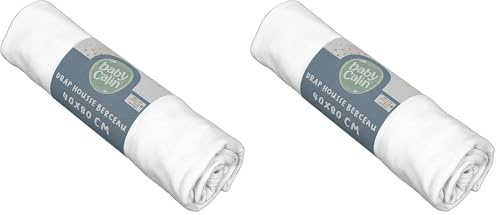 babyCalin Spannbettlaken, 100% Baumwolle, 40x80 cm, Weiß (Packung mit 2)