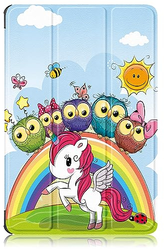 TOPCASE Étui de protection fin pour tablette Xiaomi Redmi Pad SE 11 2023, avec fonction veille/réveil automatique et support, licorne