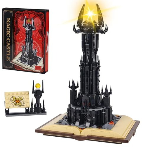RSDHFLY Herr der Ringe Schloss Bausteine Spielzeug, Schöpfer Architektur Dark Tower Magic Book Bausatz, 12+ Jungen, Mädchen oder Erwachsene