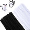 200 Stück Pfeifenreiniger Set, Schwarz Weiß Pfeifenreiniger Chenilledraht 30cm, Pfeifenputzerdraht für DIY Craft Projekte Chenilledraht Biegeplüsch zum Basteln und Dekorieren Pipe cleaners black white