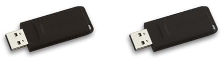 Verbatim Slider USB-Stick Drive 32 GB, USB 2.0, USB Speicherstick, für Laptop Notebook Ultrabook TV Autoradio, USB 2.0 Stick, Datenstick mit Schiebemechanismus, Schwarz (Packung mit 2)