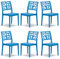 Set 6 sedie in polipropilene TETI, MADE IN ITALY, impilabile, idrorepellente, resistenza raggi UV, design moderno albero della vita per sala da pranzo, cucina, bar, ristoranti, esterno (Azzurro, 6)