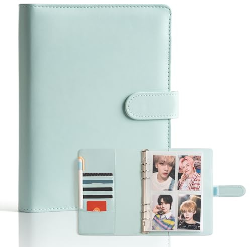 A5 Kpop Photocard Binder, 6 Ring Card Collector Album with 240 Card Slots, 30 Double-Sided Photocard Sleeves, PU Leather Binder Cover for Organizing K-Pop Trading Cards