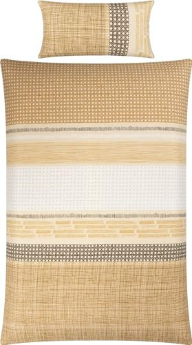 Erwin Müller Bettwäsche Seersucker beige Größe 1x 155x220 cm + 1x 40x80 cm