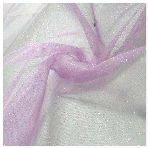 Wisafory Tessuto in Tulle Con Glitter 5 Yards x 160 cm - Scintillante Runner da Tavola, Decorazione per Artigianato, Matrimoni, Feste - Viola