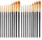 Quelcc 20 Pcs Paint Brush Set, Different Sizes, Art Paint Brushes, Acrylic Oil Watercolor Gouache Face Painting (Black)