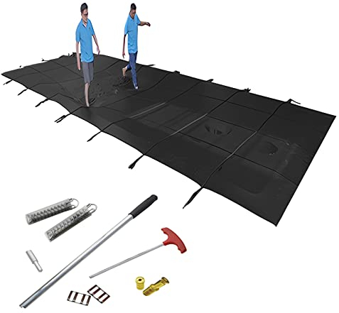 27 24 20 18 16 14 12 10 8 Ft Oversized Inground Pool Winter Cover, Black Solid Mesh Pool Cover for Kids Pets Safety, In-Ground Swimming Pools Leaf Net Cover (Size : 5x10m/16x32.8ft)