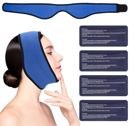 FAOKZE Poche de Glace de Dents Sagesse,Lot de 4 coussinets de refroidissement pour dents de sagesse,Poche de Glace Froid en Gel Visage,pour L'extraction des Dents de Sagesse,Soulager la Douleur