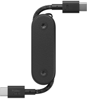 Native Union Pocket Cable 60W - Cavo di Ricarica Portatile Rinforzato Intrecciato USB-C verso USB-C - Compatibile con iPhone Air, 17, 17 Pro, 17 Pro Max, iPad Pro/Air, S25, Flip/Fold (Nero)
