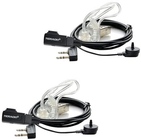 TIDRADIO Walkie Talkies Earpiece with Mic 2 Pin Acoustic Tube Headset TD-H3,TD-H8, Baofeng GT-5R,UV-5R,UV-5RM Ham Radio, BF-888S,BF-88E,RT24,RT27,TD-M11 Walkie Talkies Two Way Radio (2 Pack)
