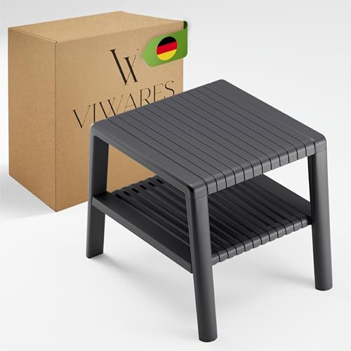 Viwares Kunststofftisch für Garten und Balkon - Robuster, Leichter und Wetterfester Terrassentisch - Perfekt für Innen- und Außenbereiche 54 x 43 x 43cm