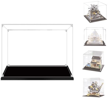 BOOVAX Display Case for Lego 10266/21056/75968/75977 - Acrylic Clear Collectible Display Box for [Apollo-11/Taj-Mahal/4 Privet-Drive-House] - 25x25x25cm