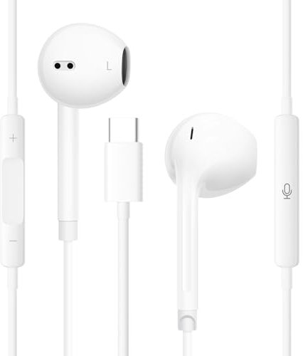 USB C Headphones,Type C Earphones Wired Hi-Fi Stereo Noise Earbuds In Ear USB C, reduction with Mic&Volume Control for iPhone 15/15 pro, iPad Pro 2022, Samsung Galaxy S23/S22/S21/S20/Ultra Note 10/20