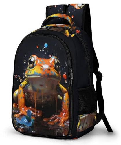 TPISLI Mädchen Jungen Rucksack, Frosch Schulrucksack, 3D Farbdruck Personalisierter Frosch Schultasche, Daypack, Für Kinder Studenten Schule Umhängetaschen