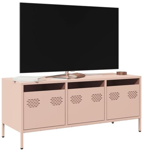 Sufrk Mobile TV Rosa 101,5x39x43,5 cm in Acciaio Laminato a Freddo-Mobile TV Mobile Porta Televisore,Mobiletto Industriale Tavolino Basso Vintage Console per Salotto