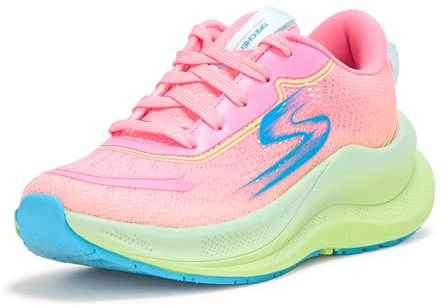 Skechers Girls' Max Cushioning Ascend - Aura Trainers, Neon Pink Multicoloured, 3 UK
