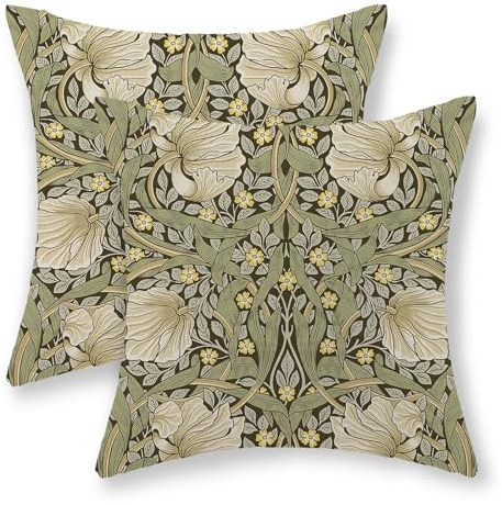 JEFERSO Kissenbezüge mit Vintage-Blumenmuster, 40,6 x 40,6 cm, 2 Stück, Salbeigrün, dekorative Kissenbezüge für Couch, Sofa