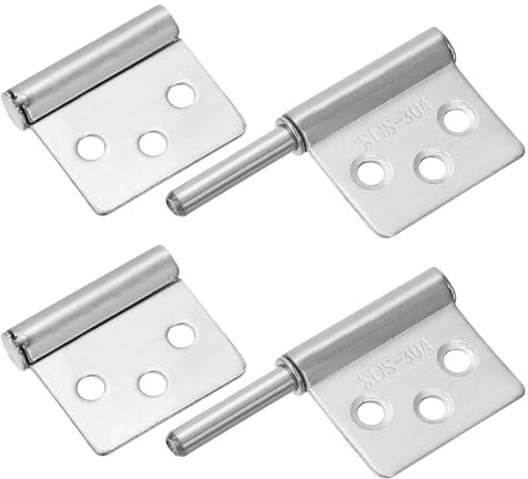 QUARKZMAN 2Pcs 3 x 2-3/8 (LxW) Bisagras Acero Inoxidable 304 Soldables Con Bandera Bisagra Preperforada Bisagras Desmontables Para Puertas Metal Puertas Abatibles Rampas Remolque, Plateado