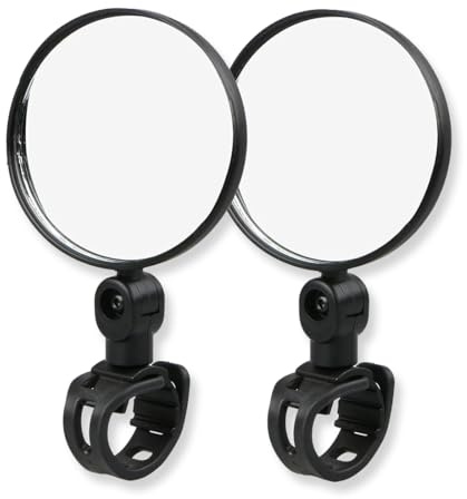 OUDQFCJ 2 piezas Espejo retrovisor HD giratorio 360°, Espejo convexo universal para bicicleta y scooter eléctrico, espejo manillar, bicicleta eléctrica, retrovisor patinete eléctrico (15-32mm)