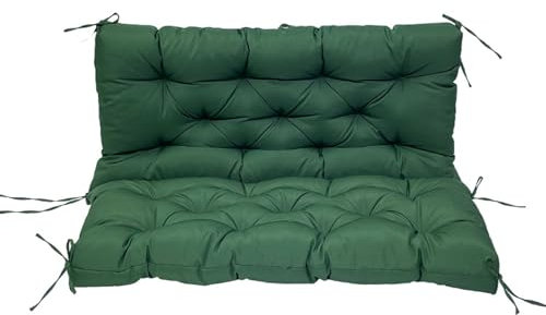 ZxrFxr Thick Garden Bench Cushion Waterproof: 2/3/4 Seater Replacement Cushions Swing Seats Patio Lounger Bench Swing Hammock with Backrest for Outdoor Furniture Garden (Green, 150CM)