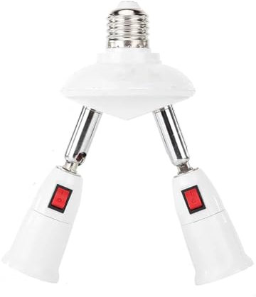TsoLay Adaptateur de Douille Répartiteur E27 2 en 1 Réglable à 360 Degrés. Adaptateur de Douille D'Ampoule LED Standard E27