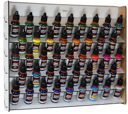 Silu Support organisateur de peintures, modélisme et miniatures, organisateur à accrocher au mur, montage facile et sans colle, fabriqué en bois laqué noir (Blanco)